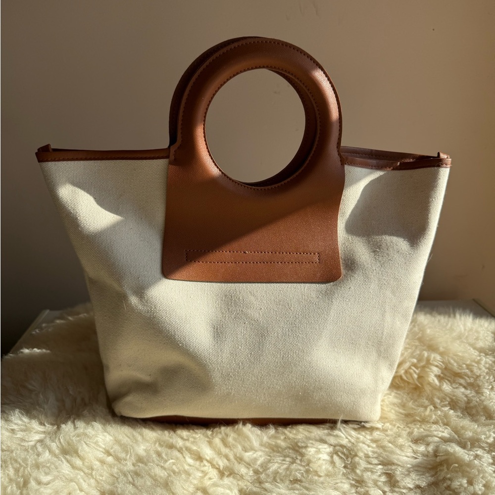 Elegant Cream and Brown Tote Bag